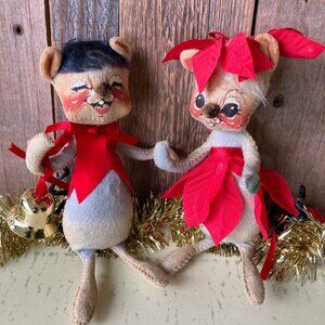 Annalee Brown and Gray Christmas Mouse Set
